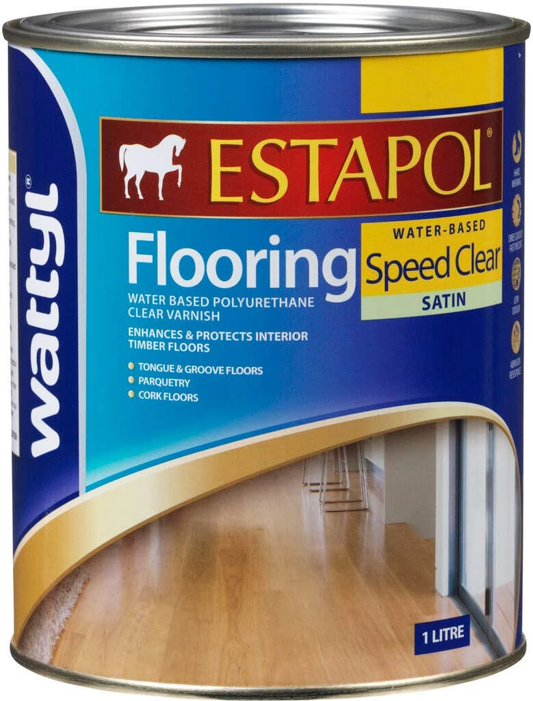 Wattyl Estapol Flooring Water-Based Speed Clear Satin 1L 3 Wattyl Estapol Flooring Water-Based Speed Clear Satin 1L