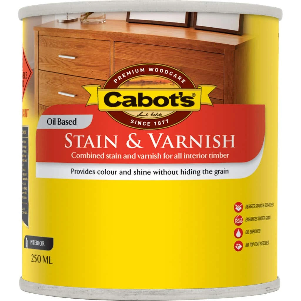 Cabot's Stain & Varnish Oil Based Gloss Maple 250mL 3 Cabot's Stain & Varnish Oil Based Gloss Maple 250mL