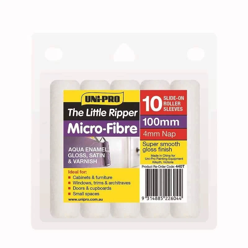 Uni-Pro Little Ripper Micro-Fibre Roller Cover 4mm Nap 100mm - 10 Pack 3 Uni-Pro Little Ripper Micro-Fibre Roller Cover 4mm Nap 100mm - 10 Pack