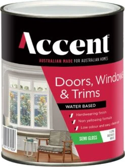 Accent Doors, Windows & Trims Water Based Semi Gloss White 1L
