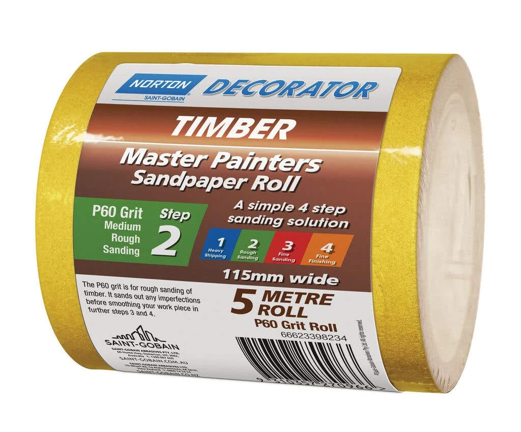 Norton Painters Sandpaper Roll P60 Grit 115mm X 5m 3 Norton Painters Sandpaper Roll P60 Grit 115mm X 5m