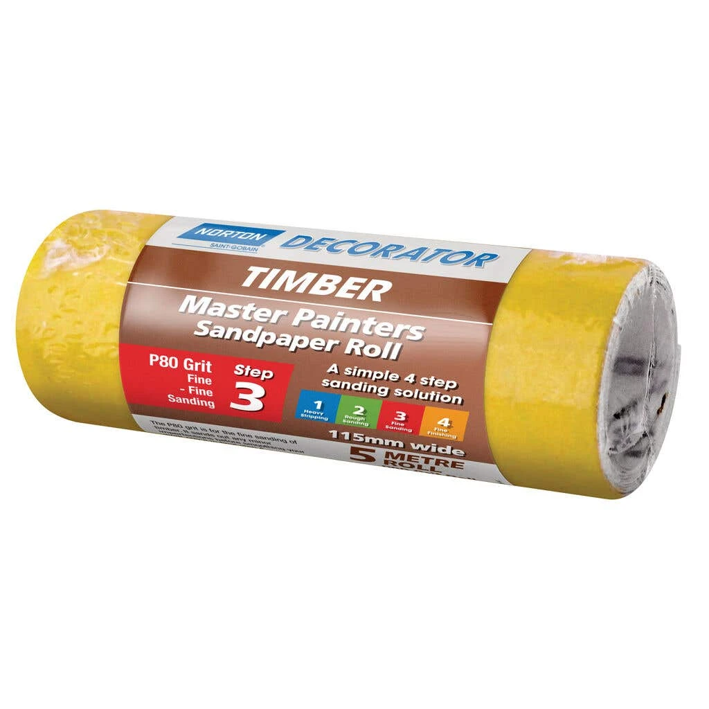 Norton Painters Sandpaper Roll P80 Grit 115mm X 5m 3 Norton Painters Sandpaper Roll P80 Grit 115mm X 5m