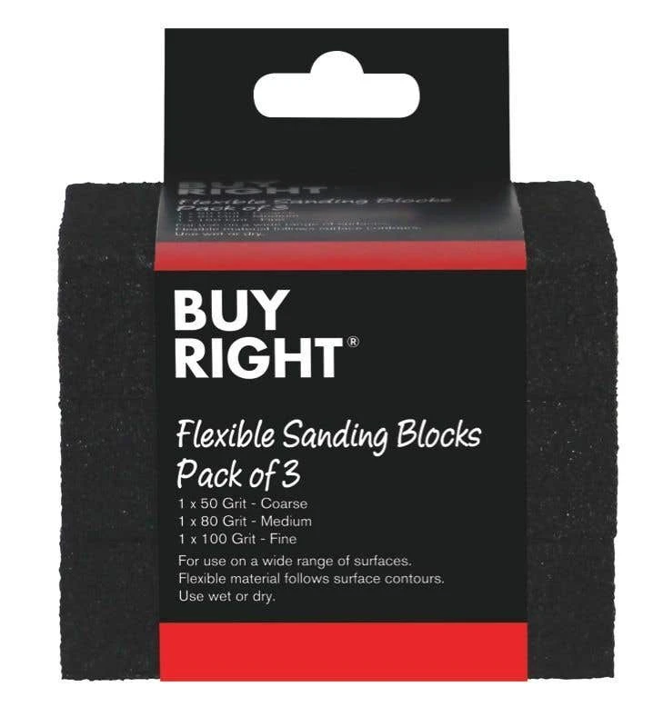 Buy Right Flexible Sanding Blocks - 3 Pack 3 Buy Right Flexible Sanding Blocks - 3 Pack