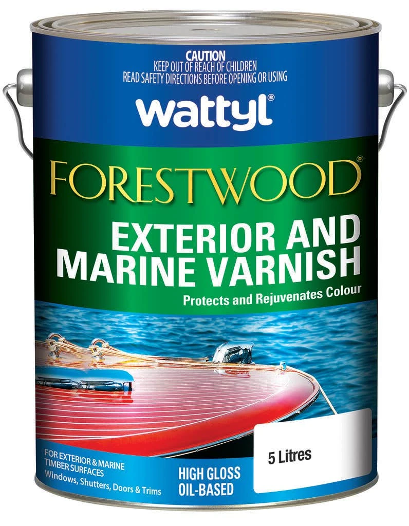 Wattyl Forestwood Exterior & Marine Varnish Gloss 5L 3 Wattyl Forestwood Exterior & Marine Varnish Gloss 5L