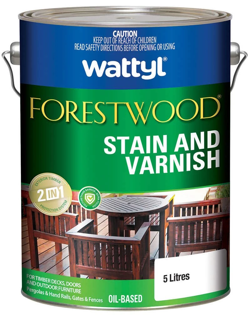 Wattyl Forestwood Stain & Varnish Satin Kwila 5L 3 Wattyl Forestwood Stain & Varnish Satin Kwila 5L