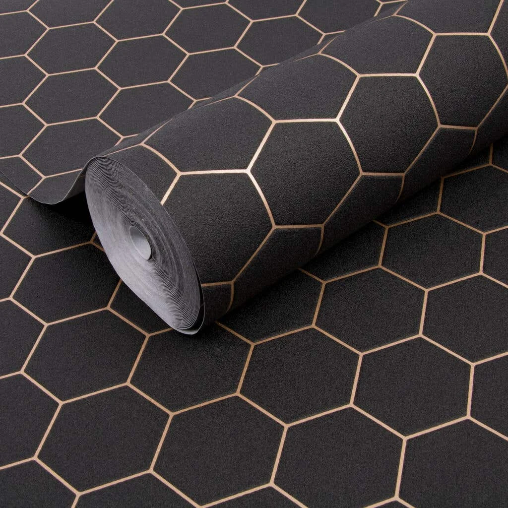 Easy Décor Wallpaper Hexagon Black 520mm 3 Easy Décor Wallpaper Hexagon Black 520mm