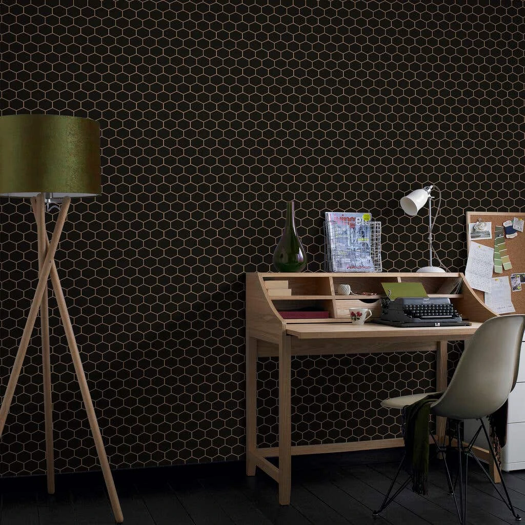 Easy Décor Wallpaper Hexagon Black 520mm 5 Easy Décor Wallpaper Hexagon Black 520mm - Image 3