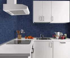 Contour Wallpaper Marble Chevron Tile Navy 520mm -Wall Decoration Store 6953855 3