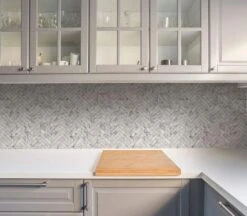 Contour Wallpaper Marble Chevron Tile White 520mm -Wall Decoration Store 6953863 2